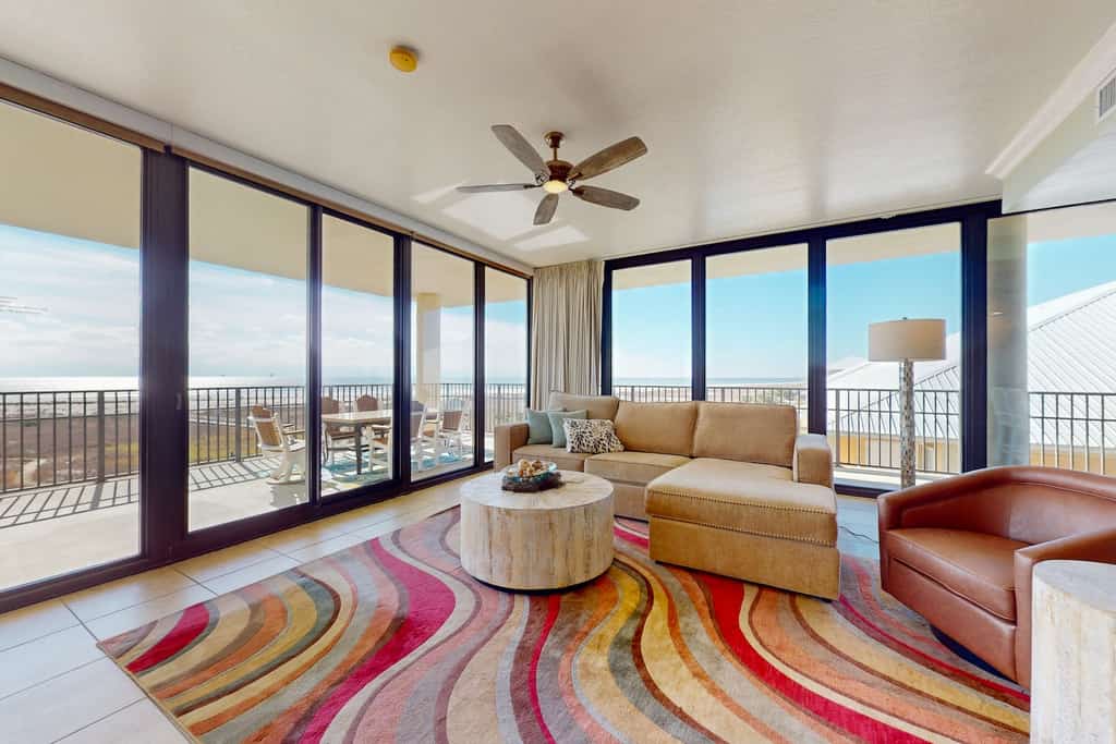 The living room of a Dauphin Island rental.