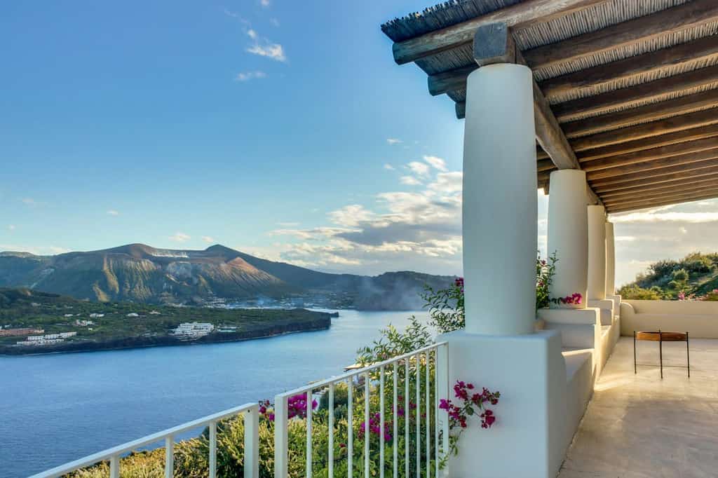 view of Tyrrhenian Sea from waterfront vacation villa on the island of Lipari