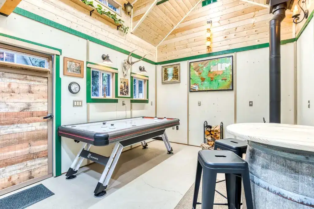 game room with air hockey table