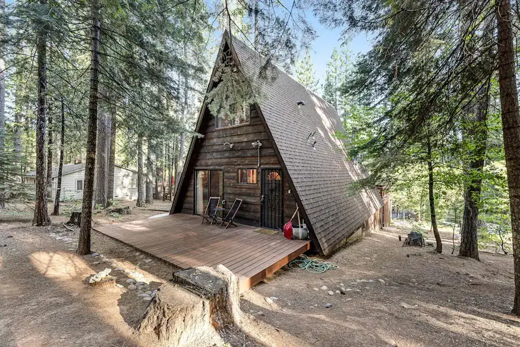 A-frame cabin in the woods