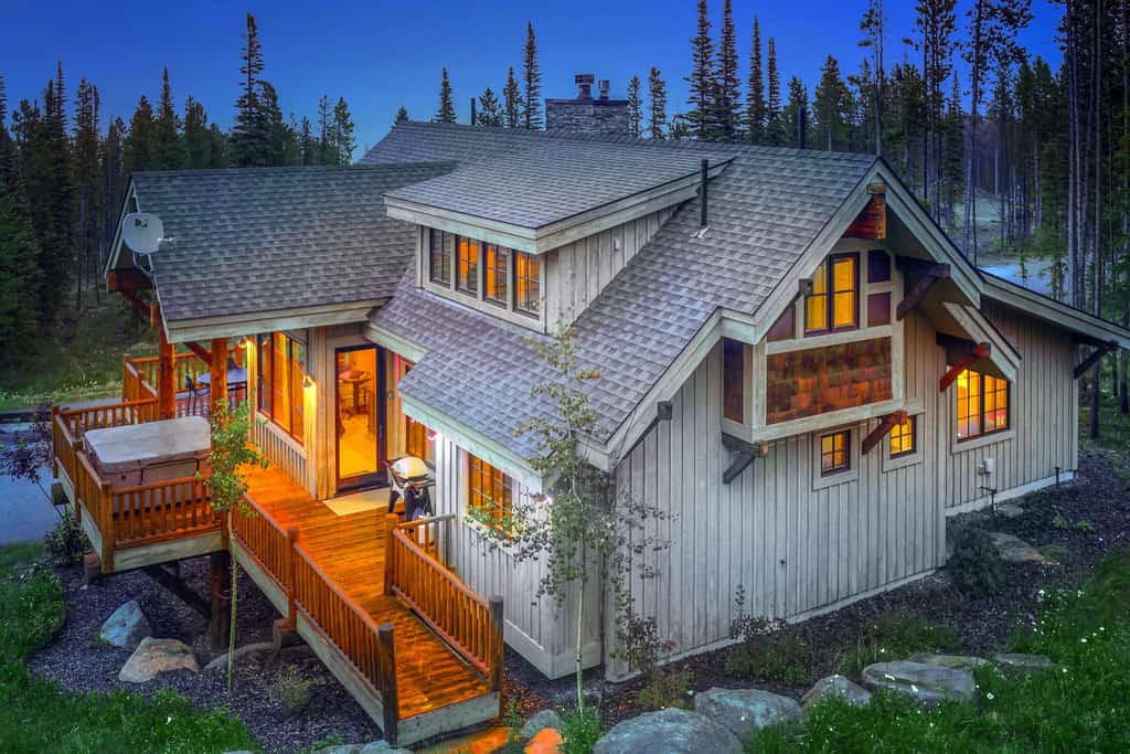 large big sky, mt vacation home with outdoor hot tub on deck