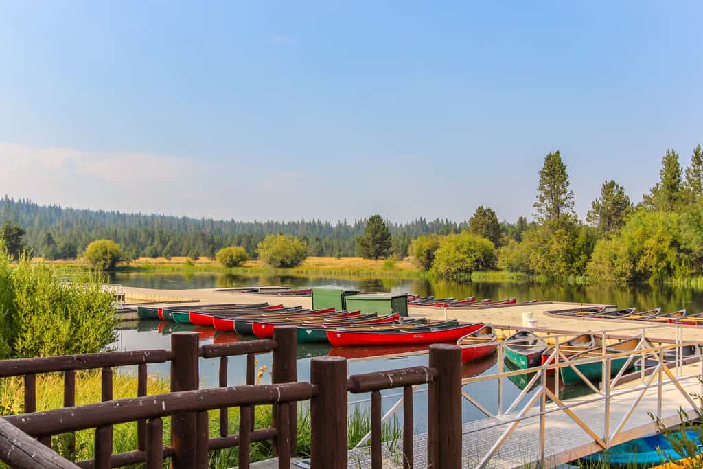 Canoes in Bend, Oregon.