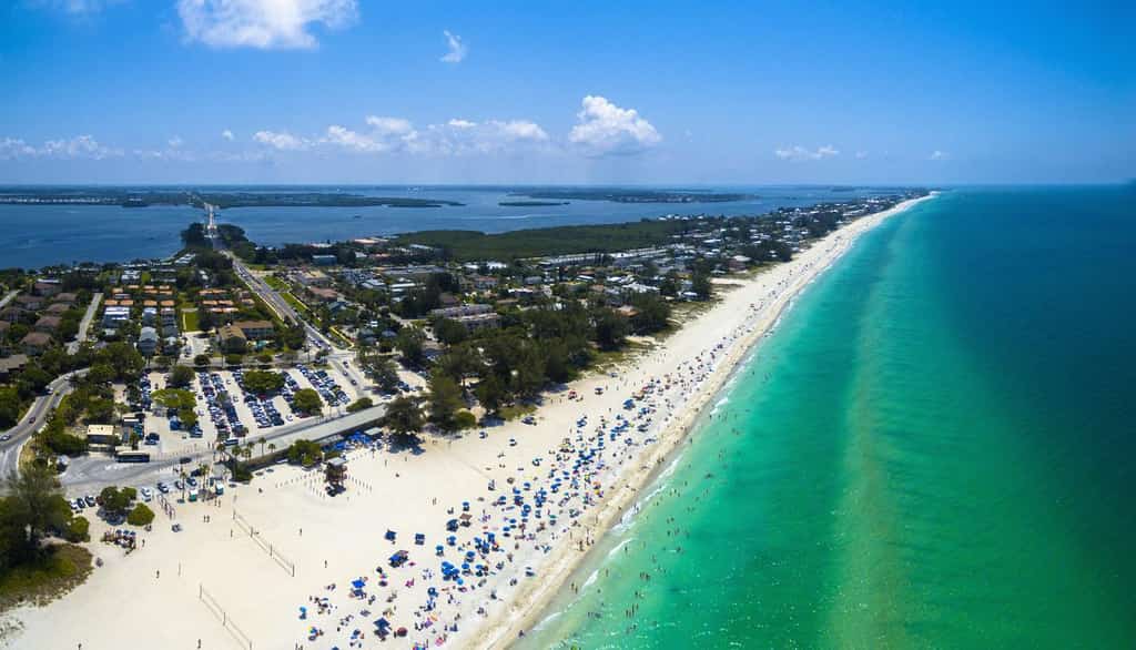 Aerial view of Anna Maria Island and coastline