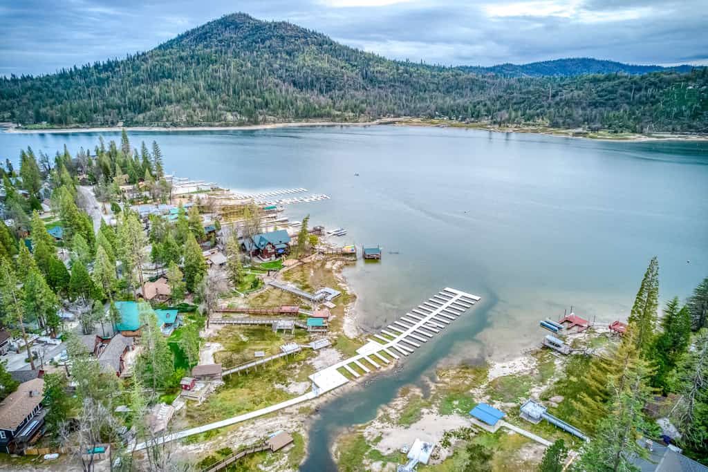 Aerial view of Bass Lake, California