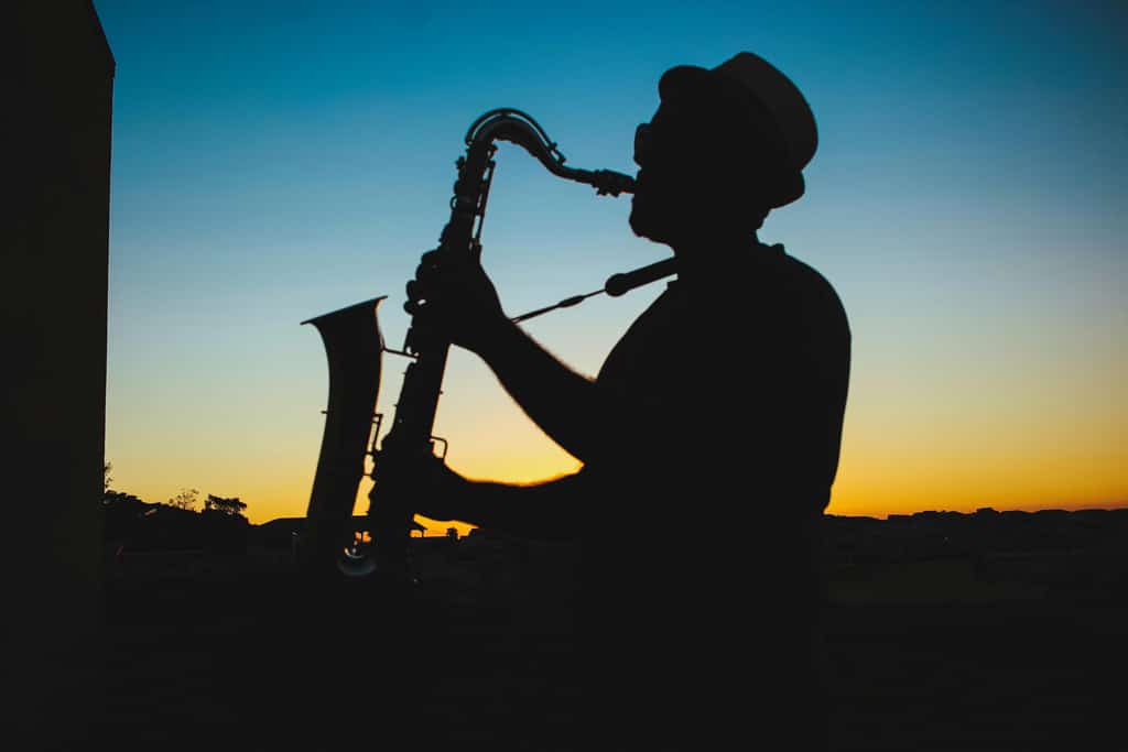 Man playing a trumpet.