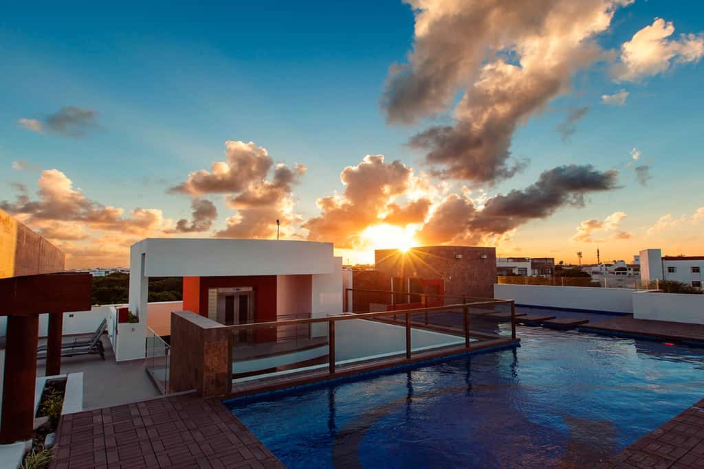 outdoor pool at a modern vacation rental