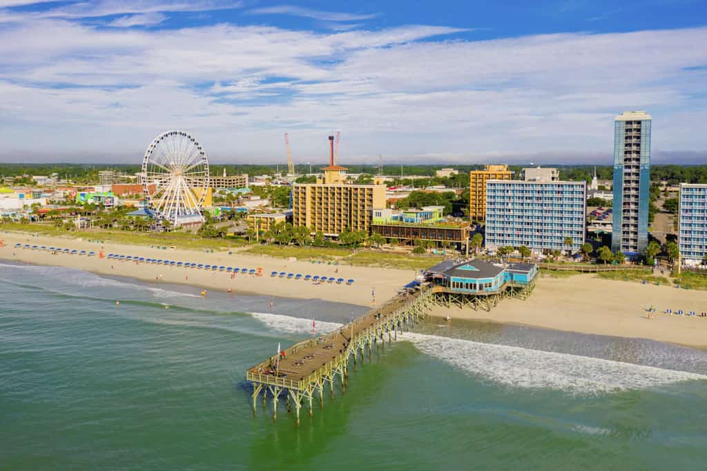 The Myrtle Beach pier and coastline.