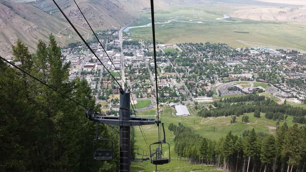 view of Jackson from the snow king ski lift