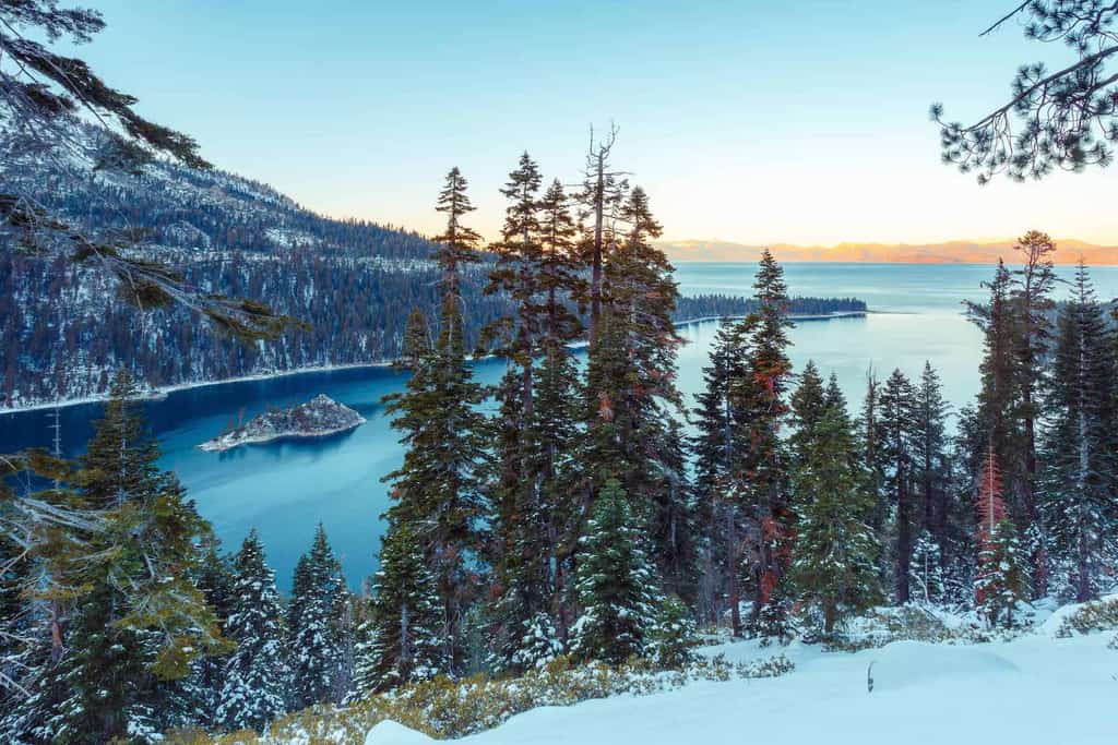 snow covered lake tahoe