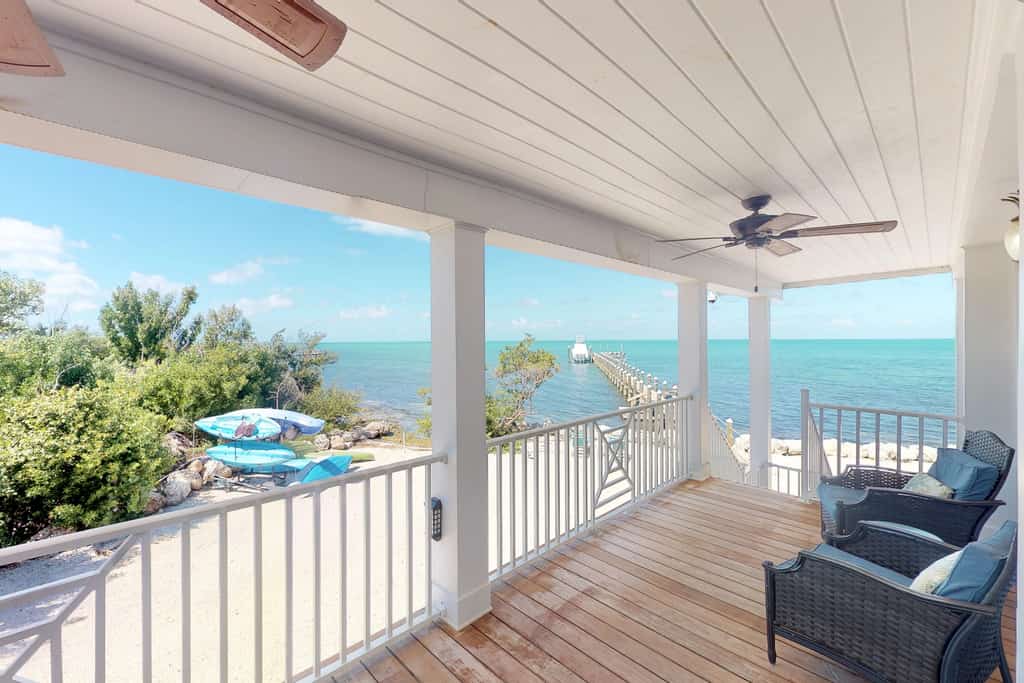 View of turquoise waters and beach from Marathon, FL beach house