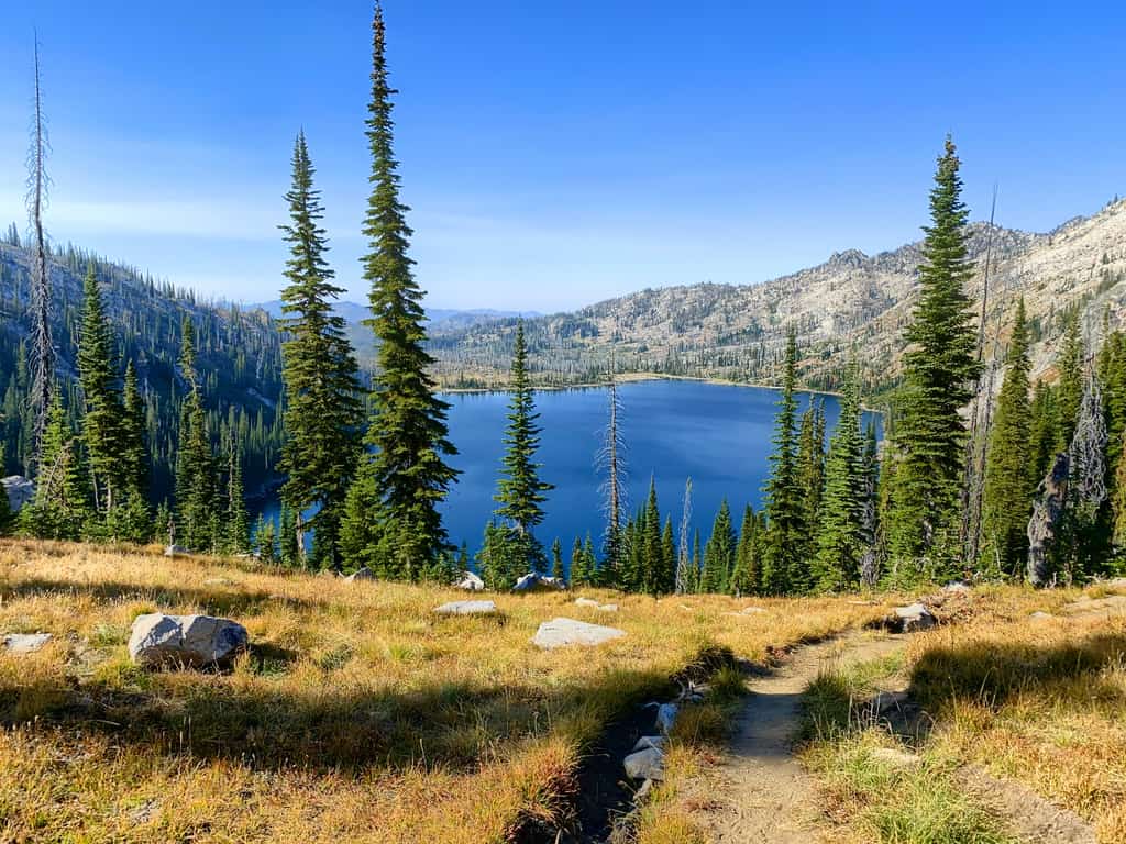 Mountain landscape with a large lake in McCall, ID.