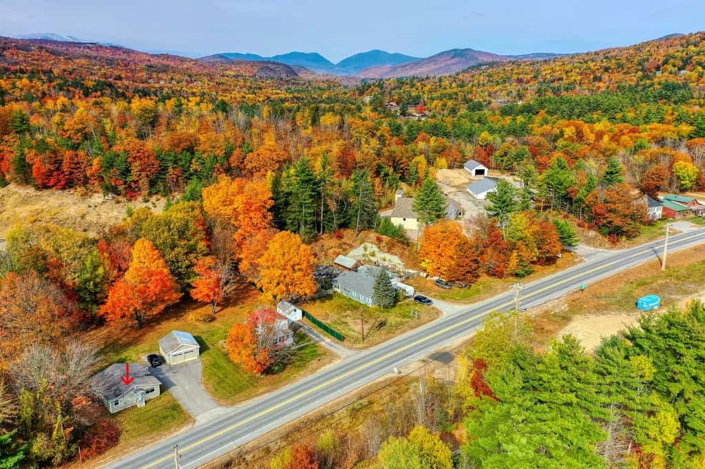 aerial view of fall in New Hampshire with beautiful and colorful trees