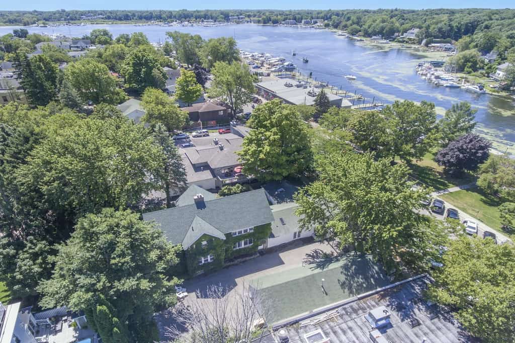aerial view of Saugatuck, MI