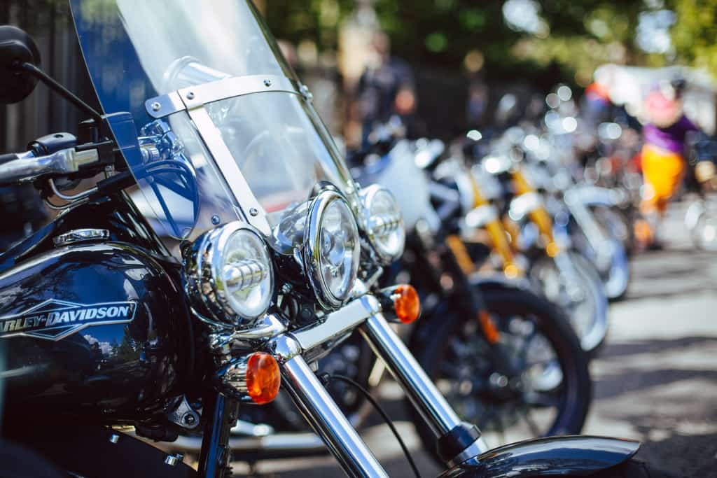 A lineup of motorcycles.