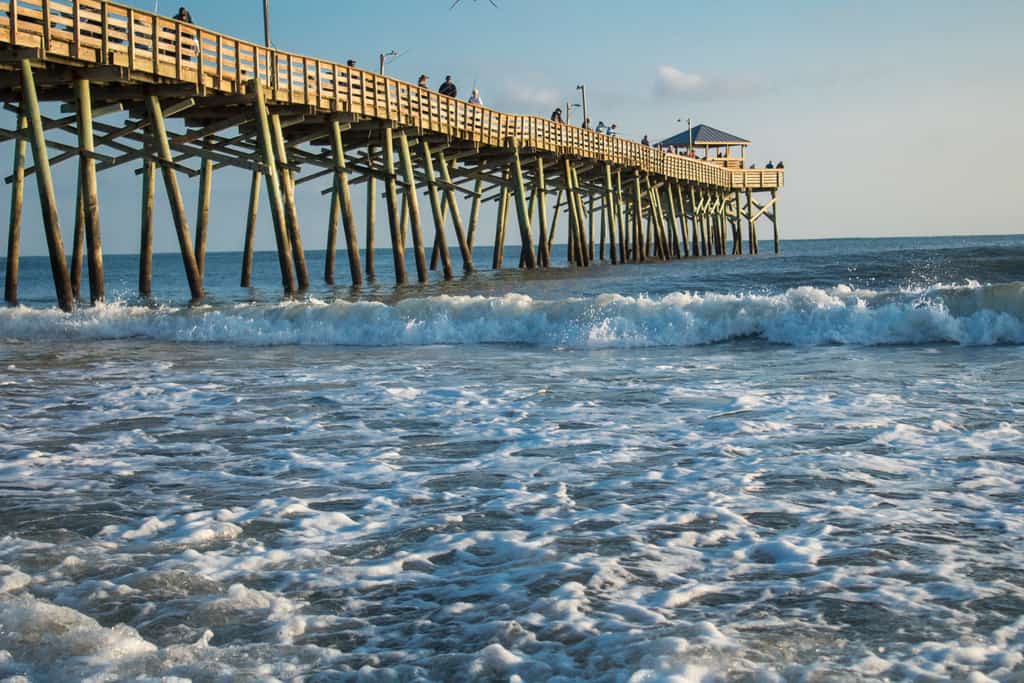 People fishing off the pier in Atlantic Beach.