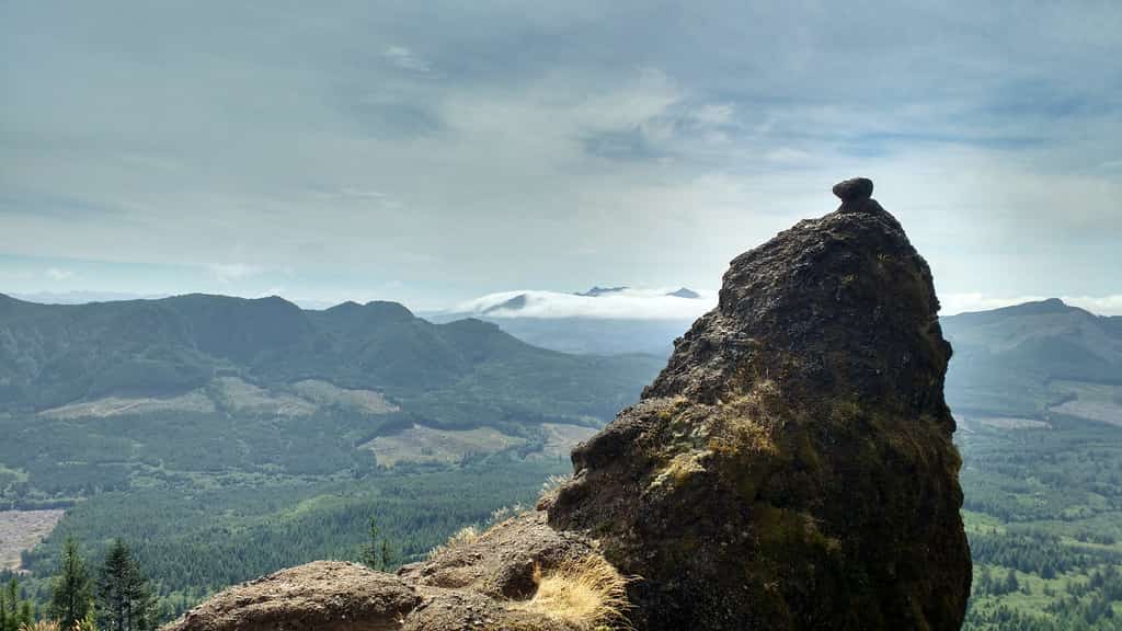 A rock peak in the mountains.