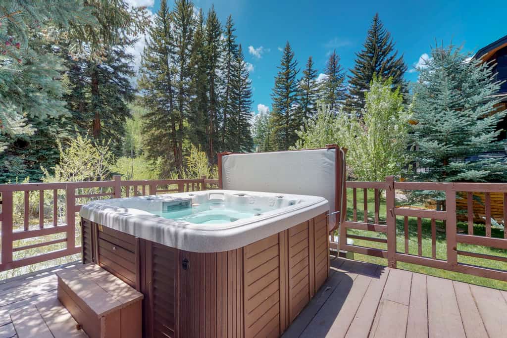Private hot tub with beautiful Vail, Colorado forest view