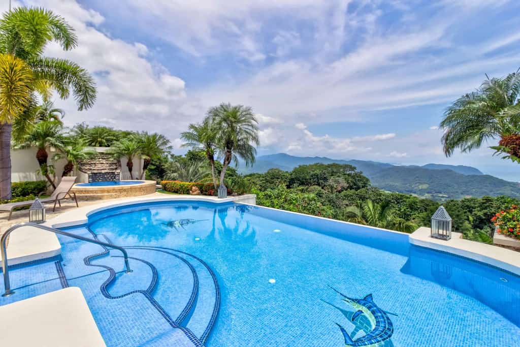 The back pool area at a vacation rental in Costa Rica.