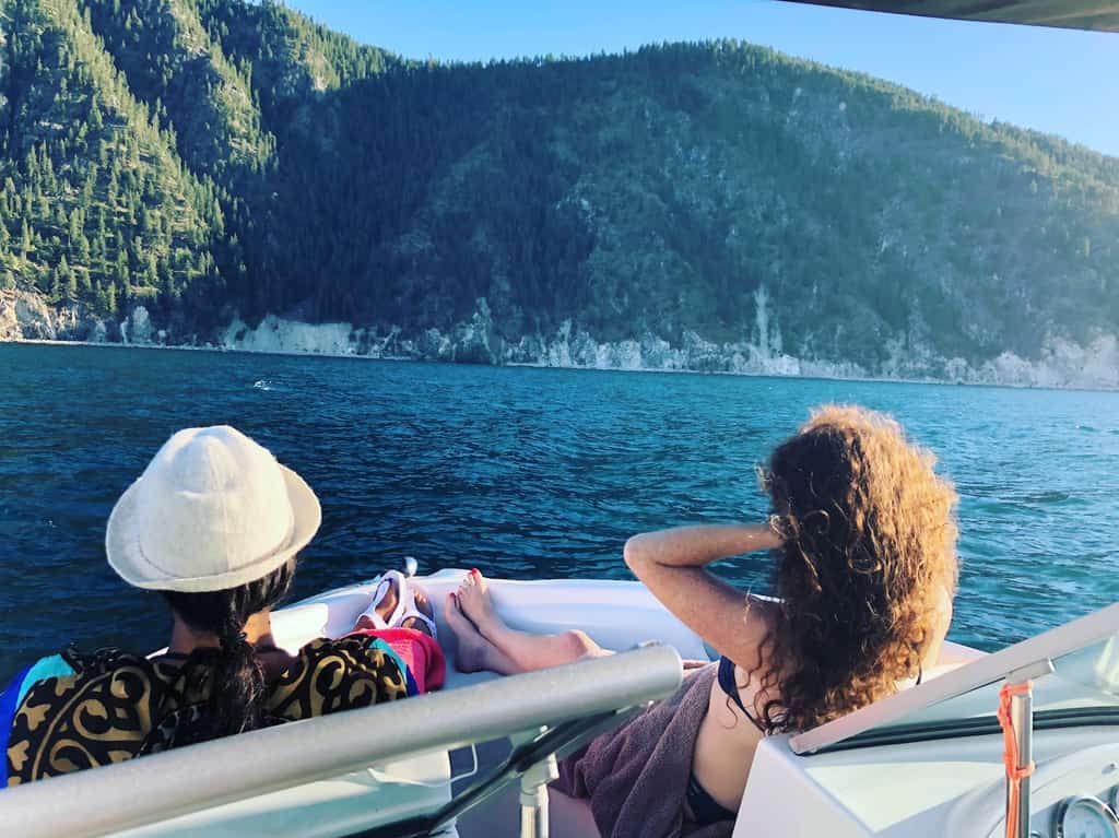 Couple on a boat at Lake Chelan, Wa.