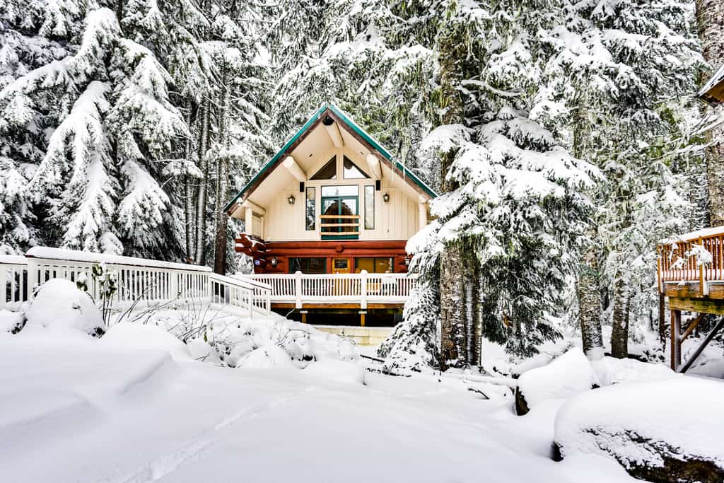 Gov. Camp cabin in snow.