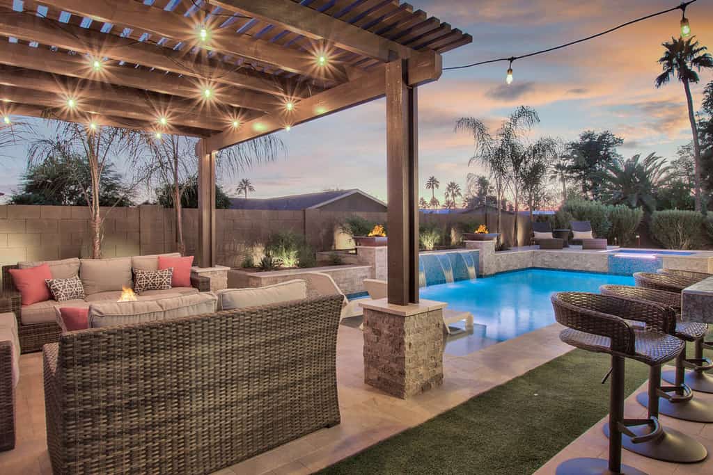 Outdoor pool, patio and bar of Scottsdale, AZ vacation rental