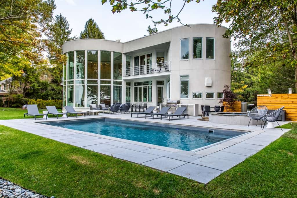 large modern vacation rental in michigan with private pool