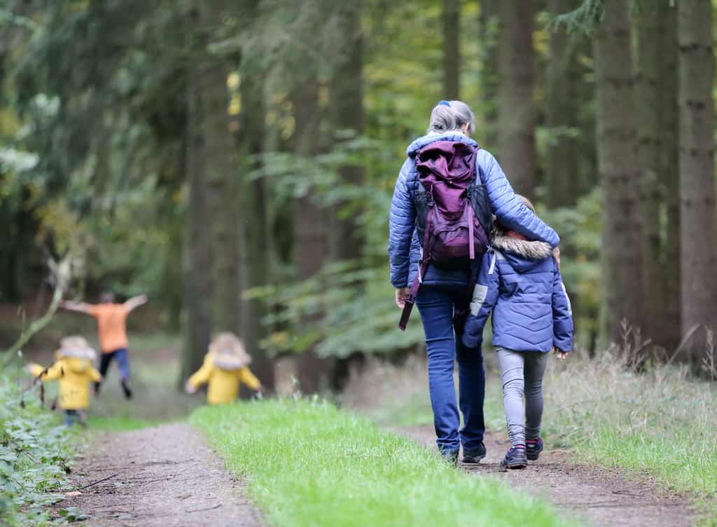a family goes on a hike