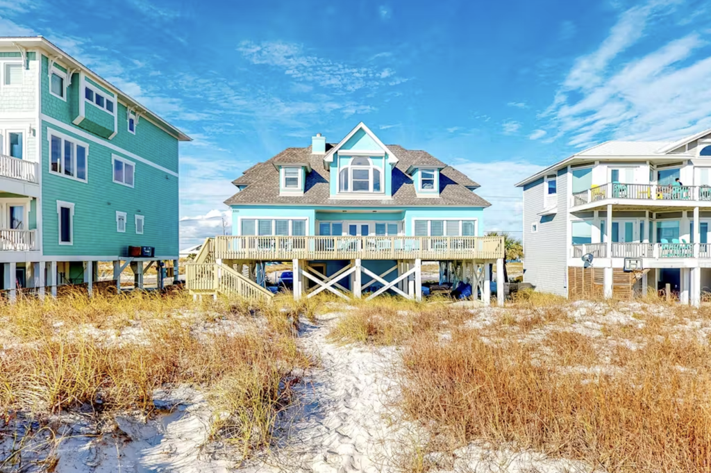 blue gulf shores beach house on stilts