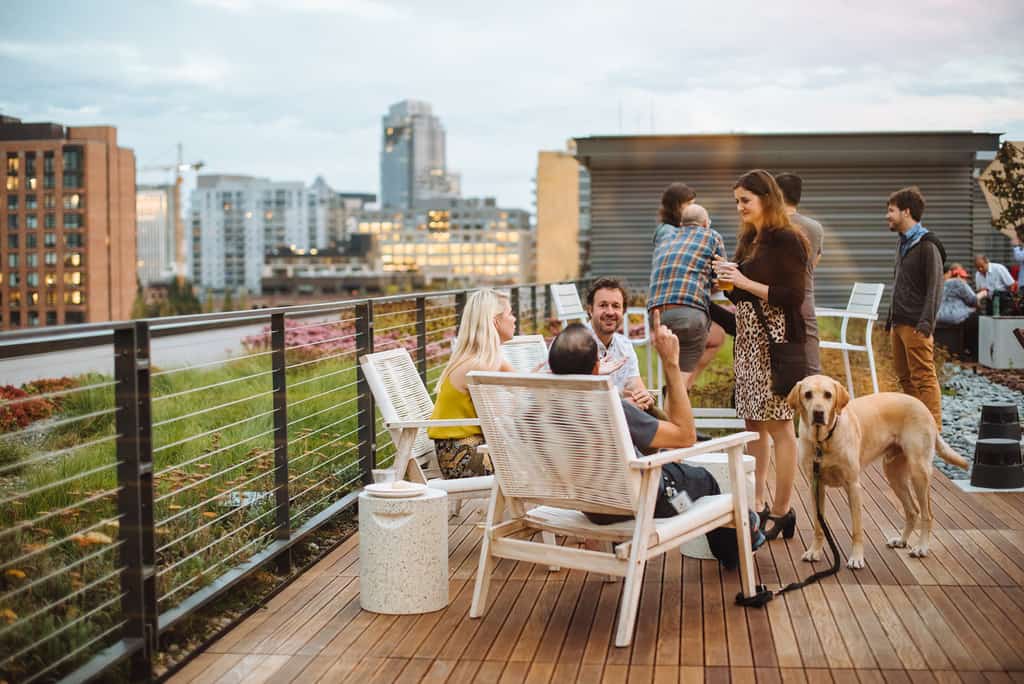 Vacasa employees on a rooftop.