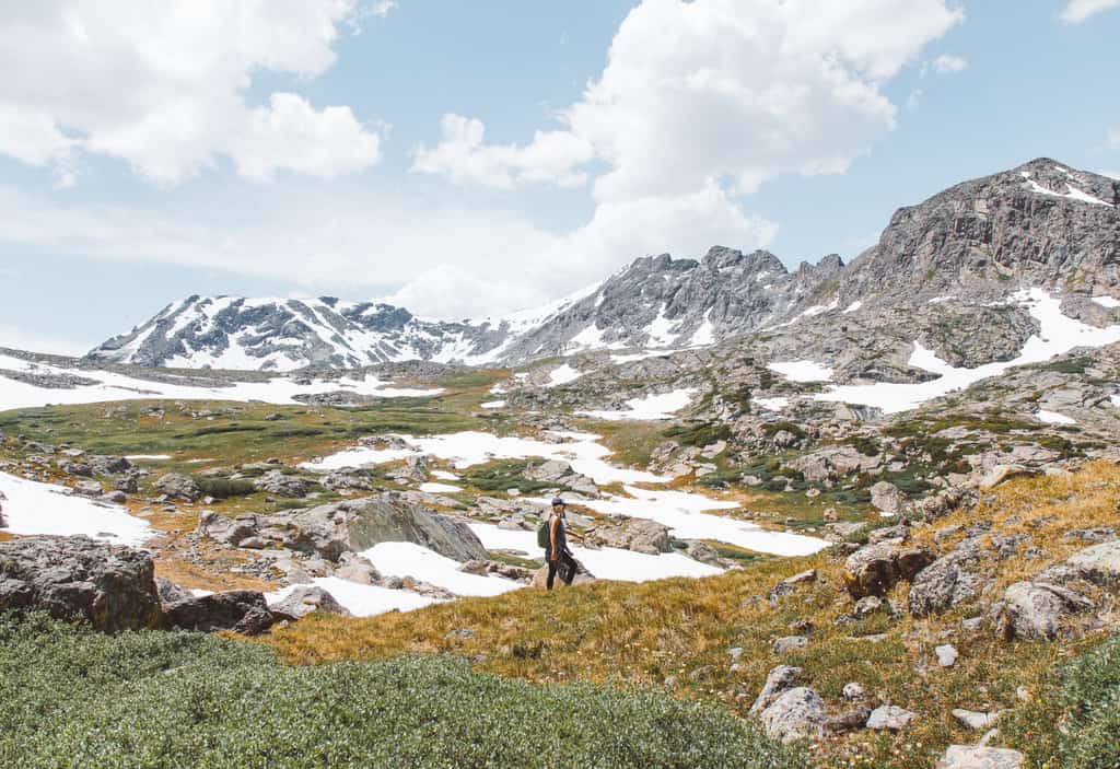 Spring hiking in Colorado with the snow slowly melting