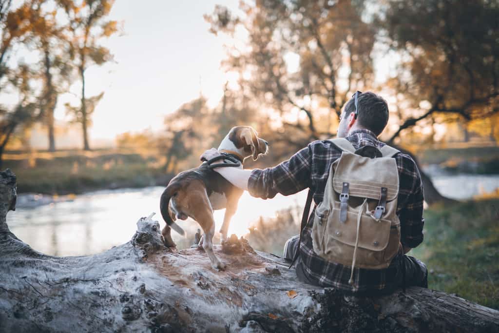 Man with dog.