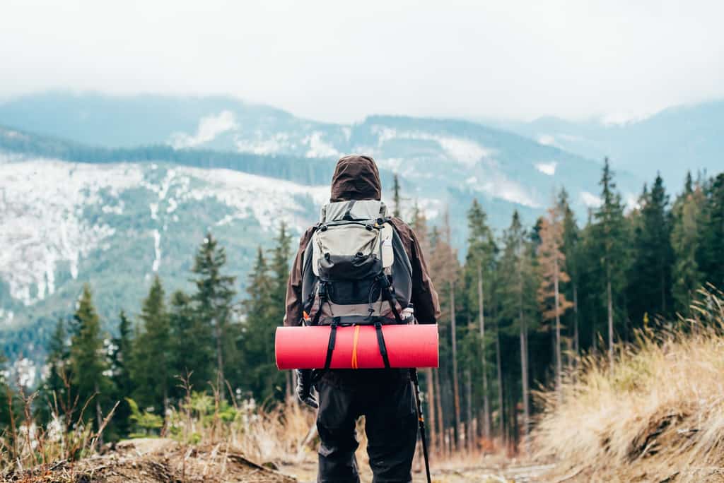 Backpacker hiking in the Colorado 14ers