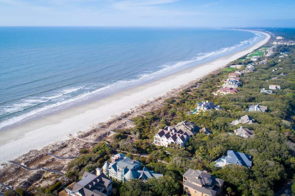 Aerial view of Kiawah Island, SC coastline