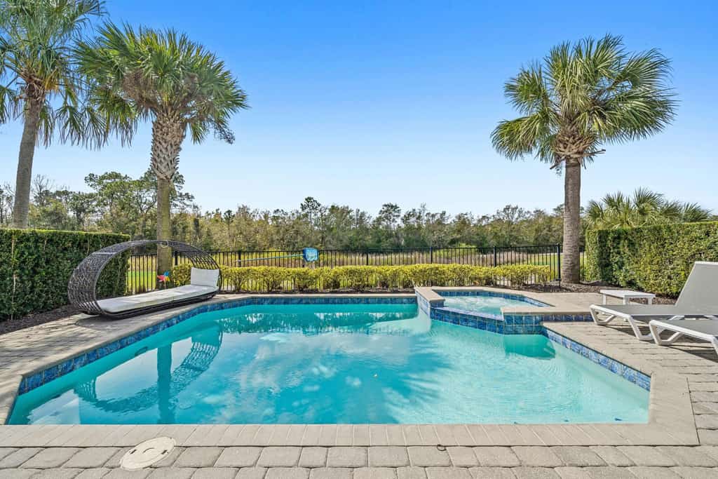 The pool area at a vacation rental in Florida.