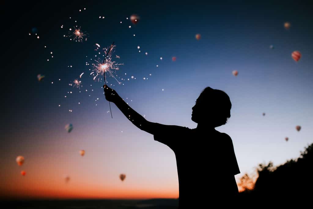 woman with a sparkler