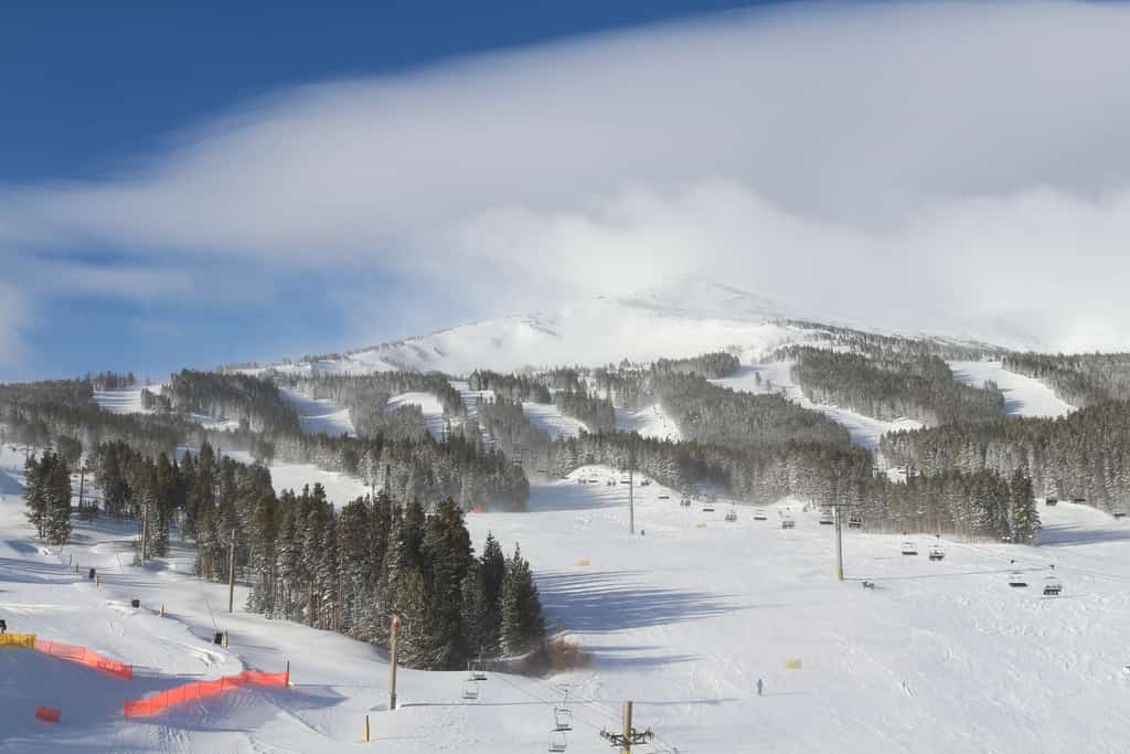 Colorado ski resort on a cold winter morning
